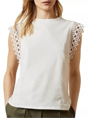 Ted Baker Ulayna Lace-Sleeve Cotton Top